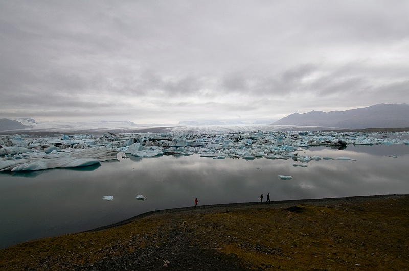 ABC_6173.jpg - Sur fond de glaciers, ce lac jonch� d'icebergs m�rite sa renomm�e et constitue l'un des sommets d'un voyage en Islande. C'est le plus beau lac de ce type, tant par le nombre et la vari�t� d'icebergs que par le majestueux d�cor qui l'entoure.